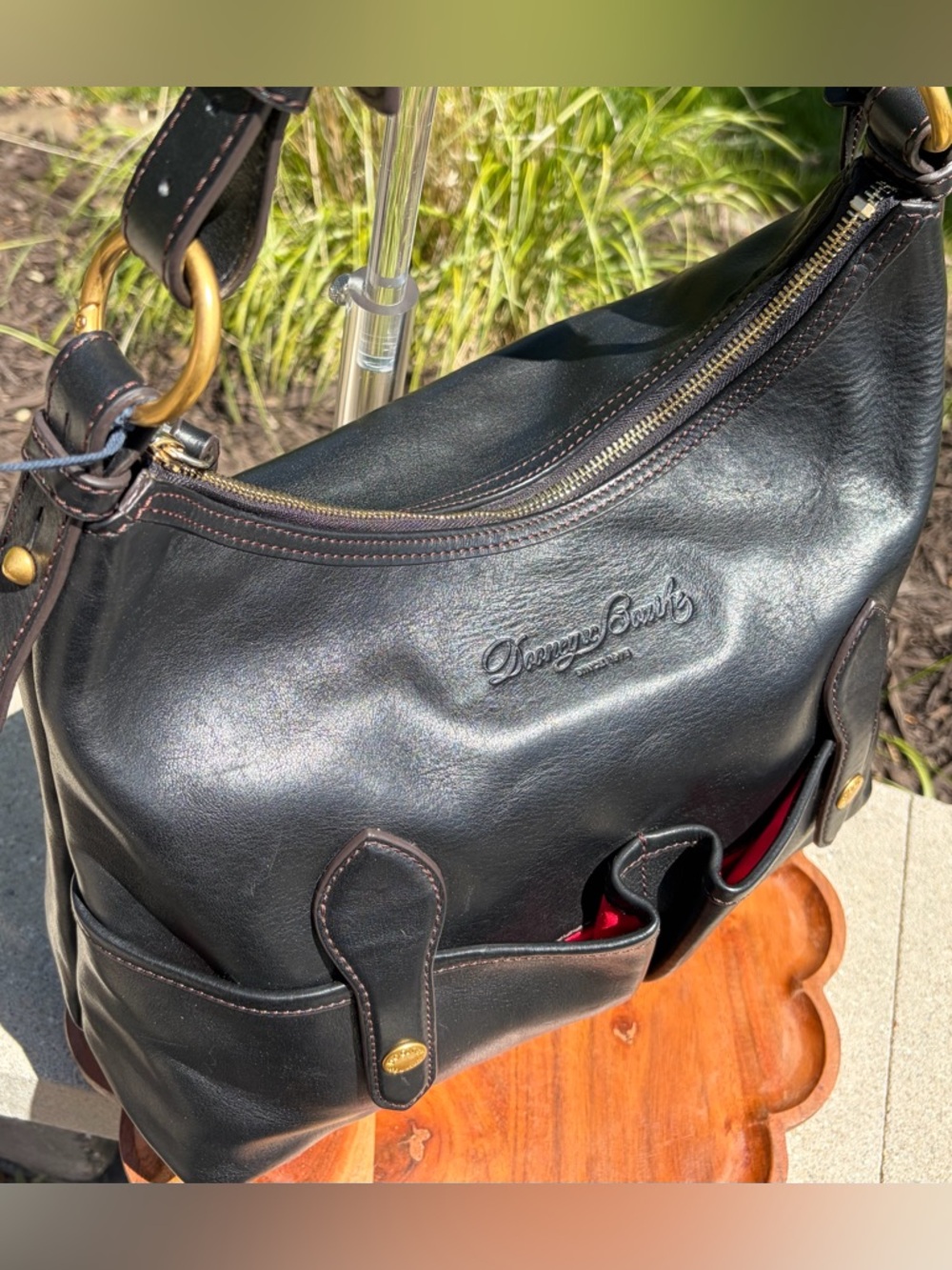 Dooney & Bourke Medium Lucy Black Florentine Leather Hobo NWT - Picture 6 of 17